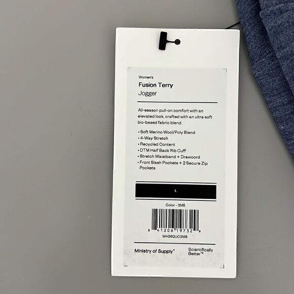 NWT Ministry Of Supply Women’s Fusion Terry Jogger in Indigo Heather Size L - Picture 9 of 16